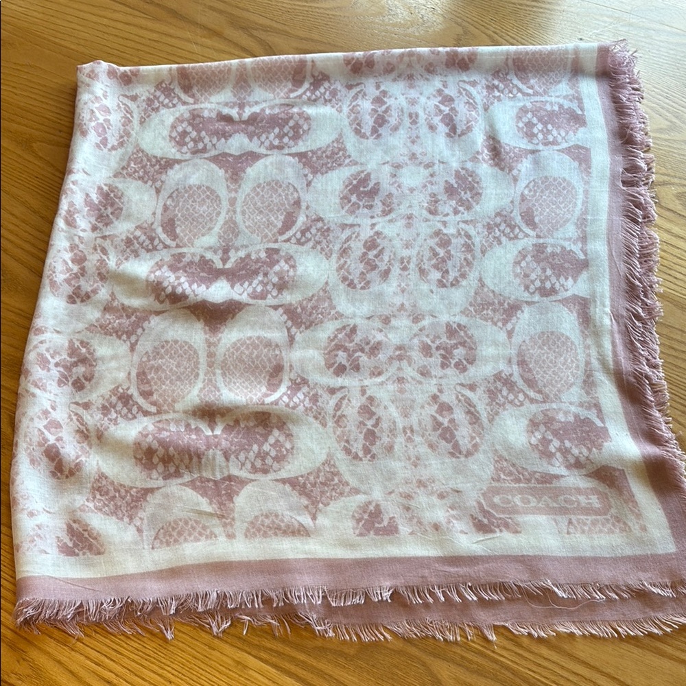 Coach Pink Patterned Scarf-reptile print 40x40 square